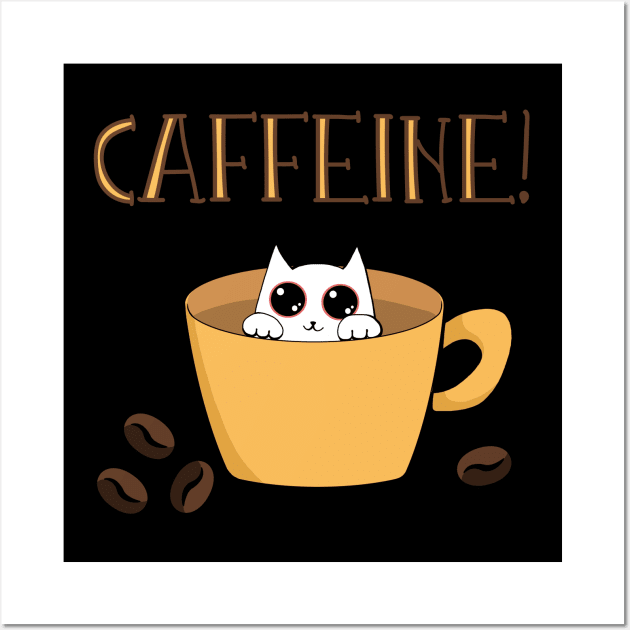 Caffeine addict cat Wall Art by Simmerika